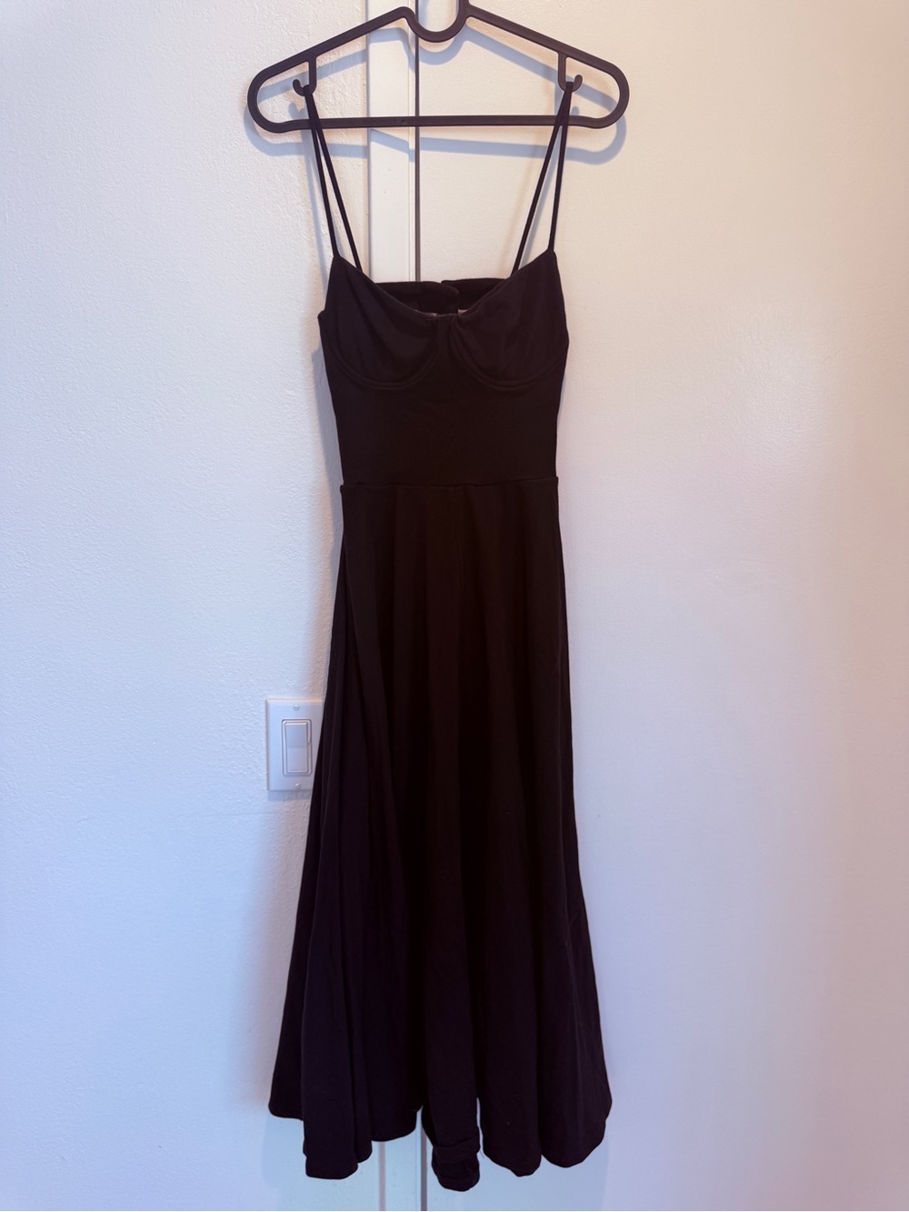 Reformation Black Spaghetti-Strap Midi Dress